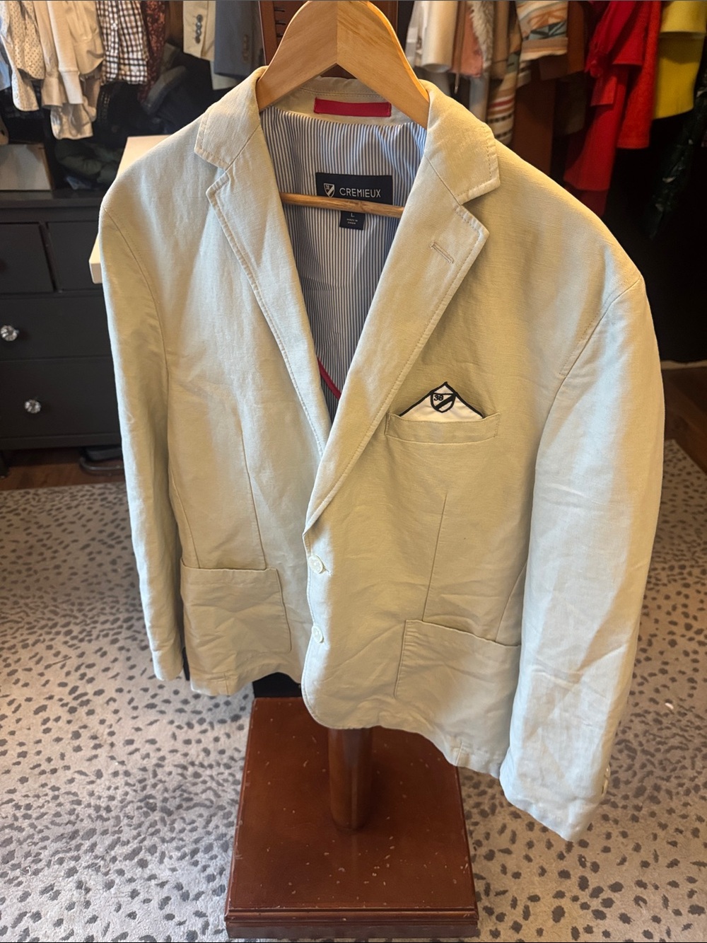 Daniel Cremieux Light Beige Cotton Sport Coat with Pocket Square